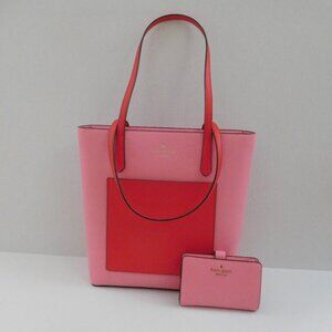 NWT Kate Spade Blossom Pink Color Block Tote & Wallet Purse Set